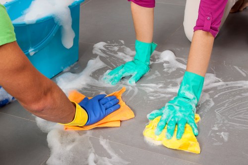 Local cleaning team preparing a Canary Wharf home or office