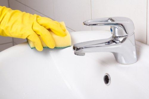 Kitchen deep cleaning during a move-out service in Canary Wharf
