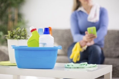 Professional carpet cleaners following a health and safety policy