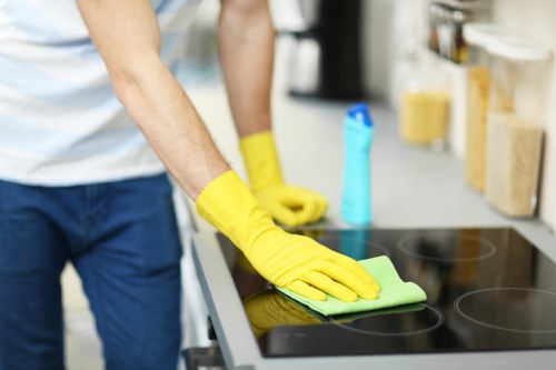 Professional cleaning of a patterned rug in a Docklands home